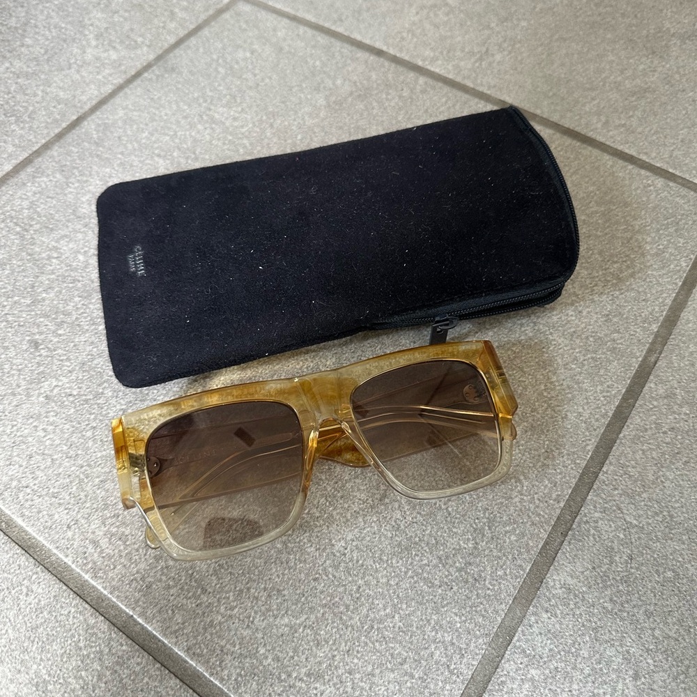 Celine yellow acetate square sunglasses